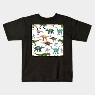 Dinosaurs hand painted watercolor natural colours. Kids T-Shirt